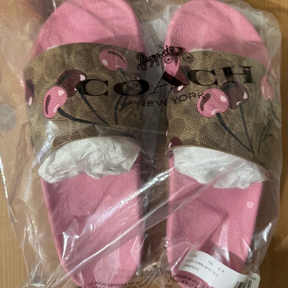 🍒 Coach Udele Sport Slide In Signature Canvas With Cherry Print - Picture 7 of 11